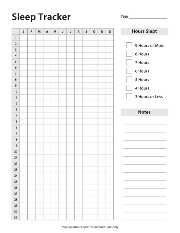 Daily Sleep Tracker Template