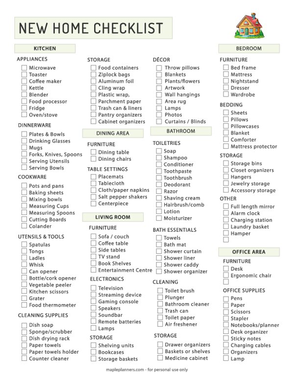 New Home Essentials Checklist
