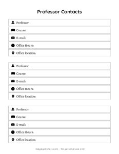 Professor Contacts