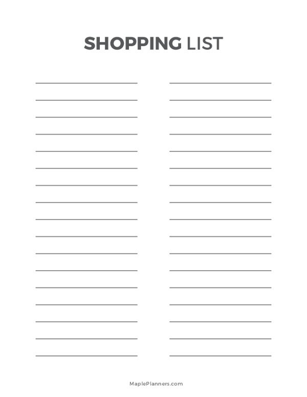 Shopping List Template (Two Column)