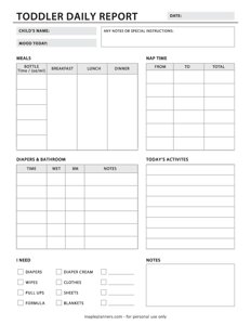 Toddler Daily Report