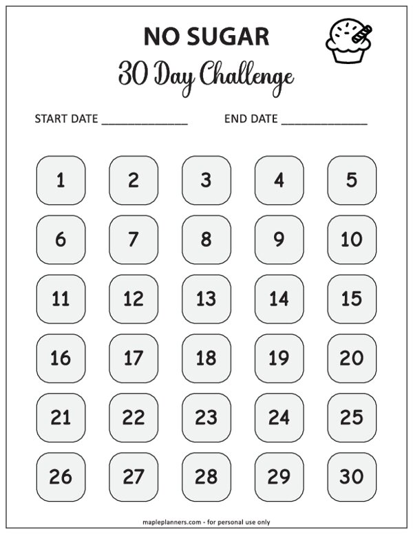 30 Day No Sugar Challenge