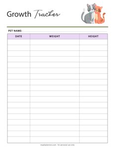 Growth Tracker Template for Pets (Cats)
