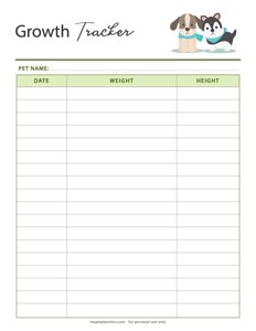 Growth Tracker Template for Pets (Dogs)