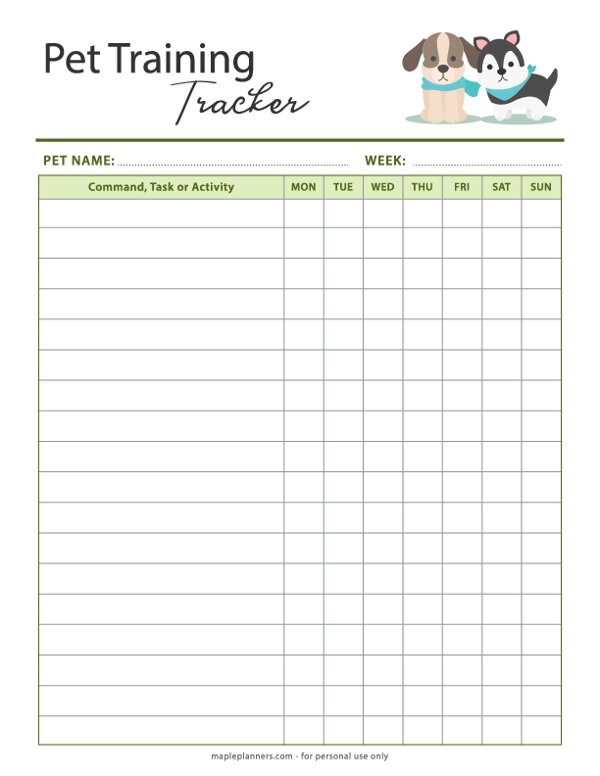 Pet Training Tracker Template