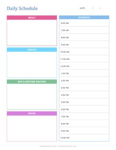 Babysitter Schedule Template