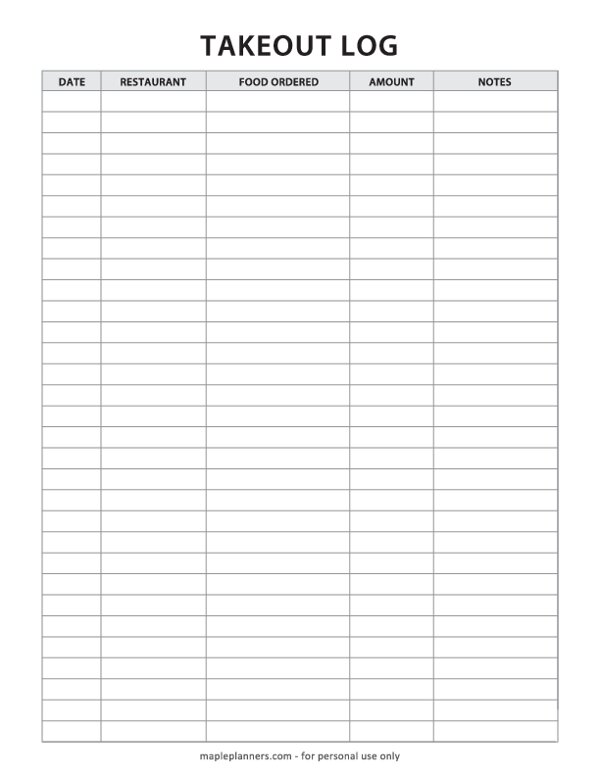 Takeout Log