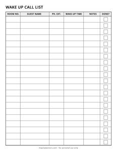 Wake Up Call List