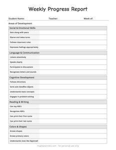 Preschool Progress Report