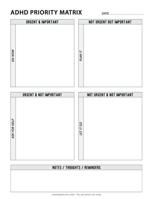 ADHD Priority Matrix To-Do List Template