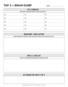 ADHD Daily Focus: Top 3 & Tiny Steps Template