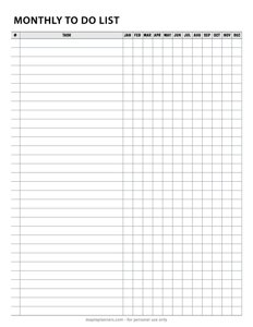 Monthly Tasks Template