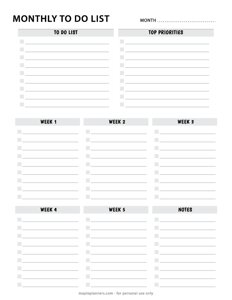 Monthly Organizer