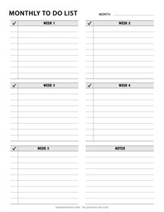 Monthly To-Do List