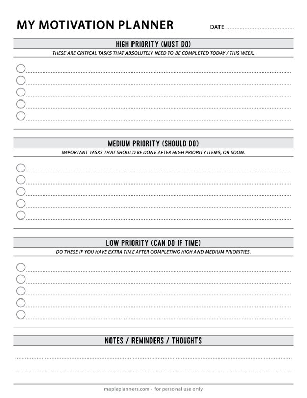 Priority To-Do List: High, Medium, Low Template