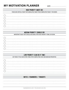 Priority To-Do List: High, Medium, Low Template