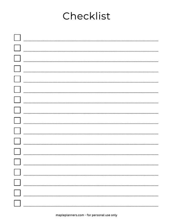 One-Column Checklist