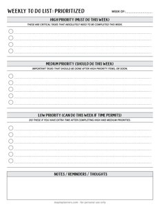 Prioritized Weekly To-Do List