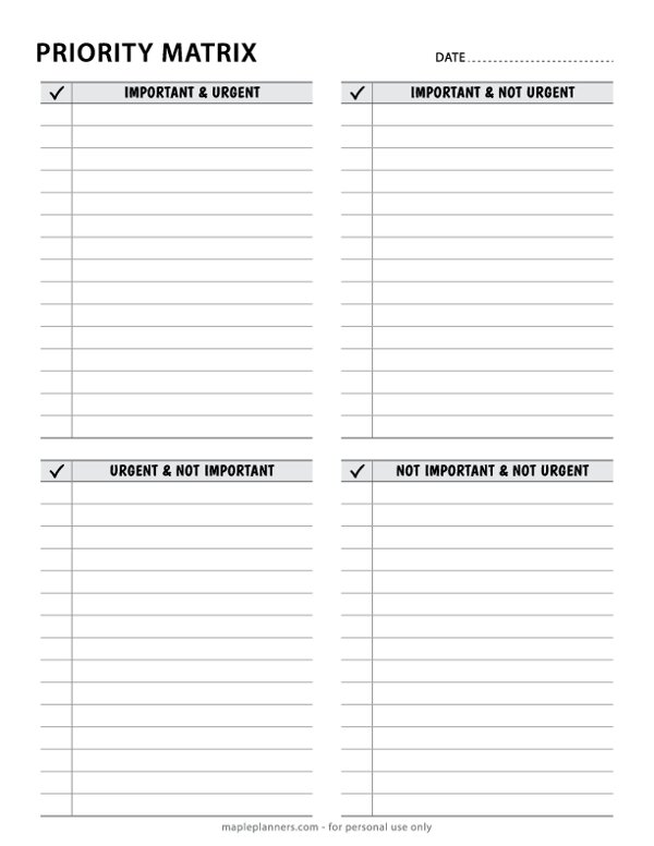 Priority Matrix To-Do List