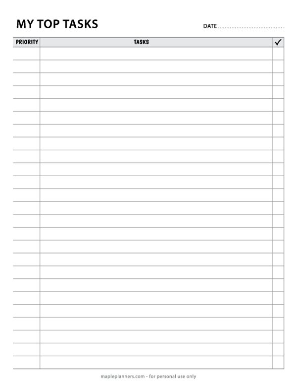 Numerical Ranking Priority To-Do List