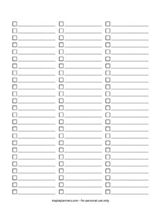 Three Column Checklist