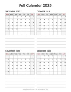 Fall Calendar 2025