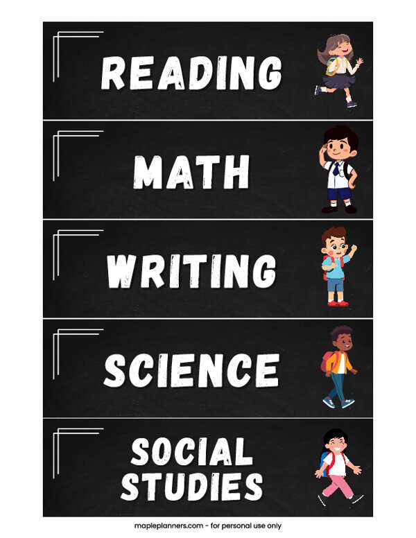 Chalkboard Subject Area Labels
