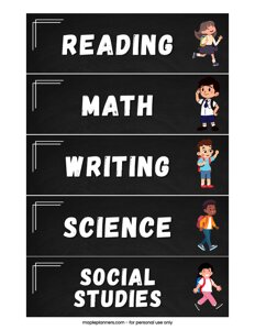Chalkboard Subject Area Labels