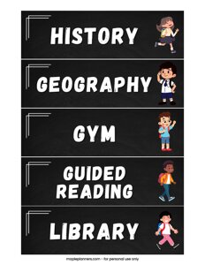 Chalkboard School Subject Labels