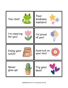 Kids Lunch Box Notes
