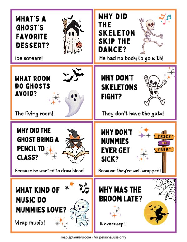 Halloween Lunchbox Notes for Kids