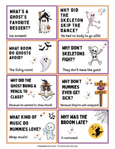 Halloween Lunchbox Notes for Kids
