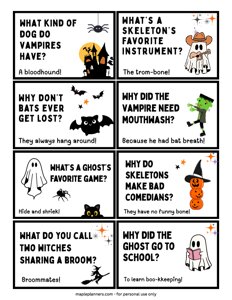 Halloween Lunchbox Joke Cards