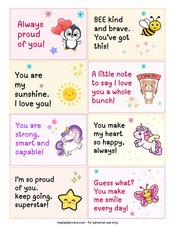 Lunchbox Notes for Kids