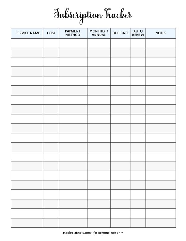 Subscription Tracker