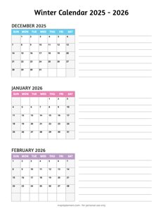 Winter Calendar 2025-2026