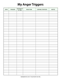 Simple Anger Trigger Tracker Template