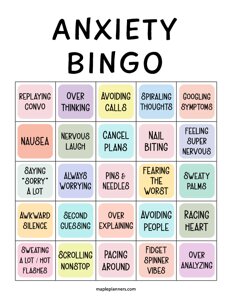 Anxiety Bingo