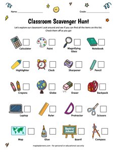 Classroom Scavenger Hunt Game