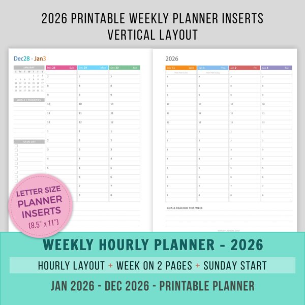 2026 Hourly Weekly Planner
