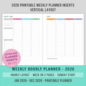 2026 Hourly Weekly Planner