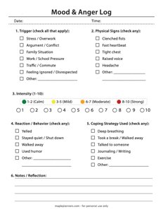 Mood & Anger Log Template