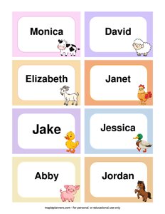 Farm Animals Name Tags