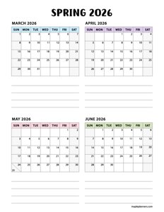 Spring 2026 calendar