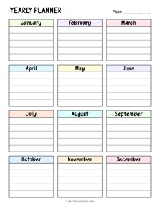 Undated Yearly Planner