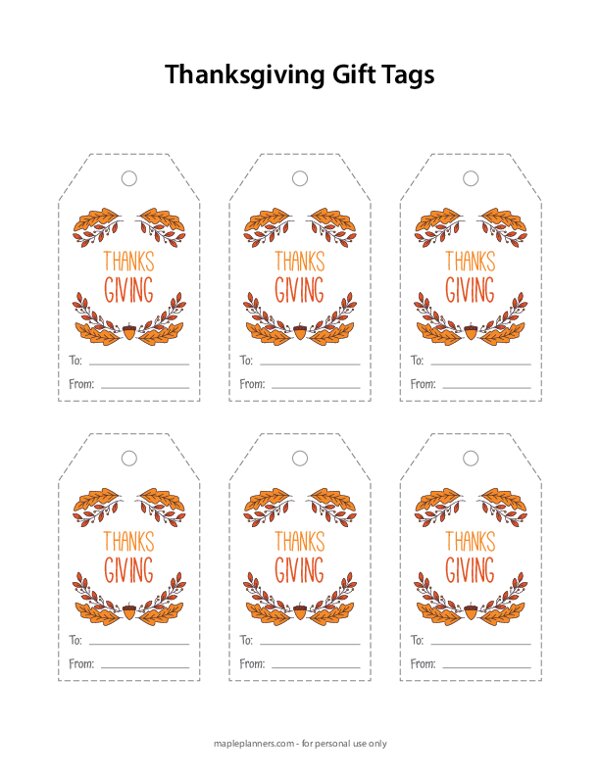 Autumn Gift Tags for Thanksgiving