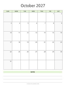 October 2027 Calendar