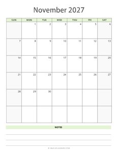 November 2027 Calendar