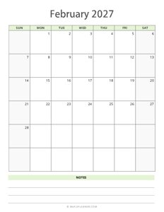 February 2027 Calendar