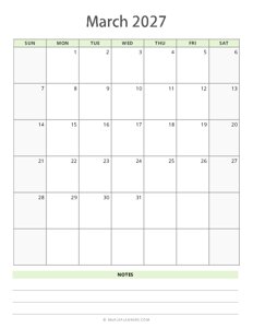 March 2027 Calendar